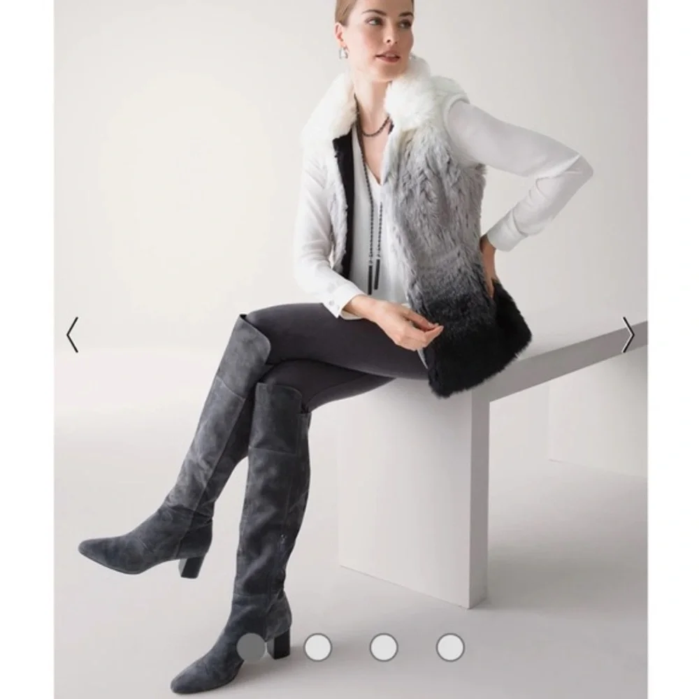 NEW‎ White House Black Market Gray Suede Over the knee Boots, size 9.5